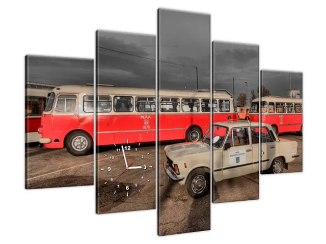 Moderný obraz s hodinami Veľký Fiat