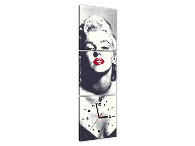 Obraz s hodinami Marilyn Monroe s červenými perami