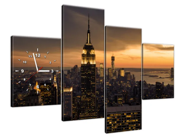 Luxusný obraz s hodinami New York za svitu