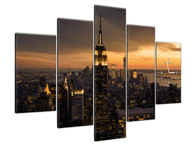Luxusný obraz s hodinami New York za svitu