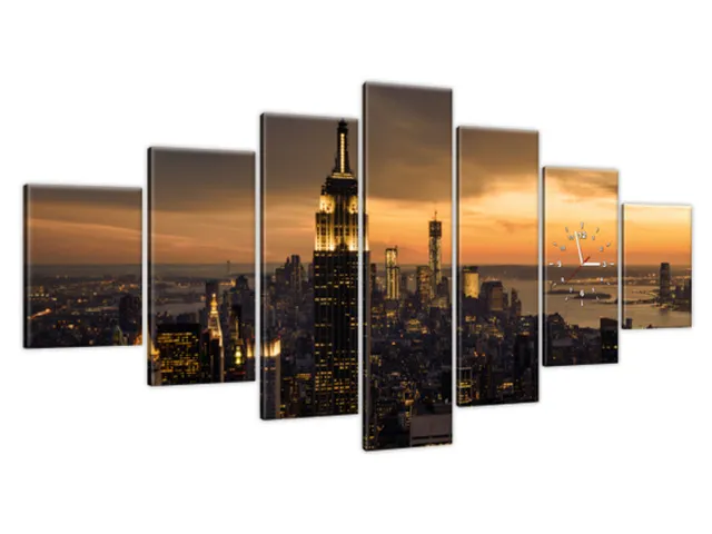 Luxusný obraz s hodinami New York za svitu