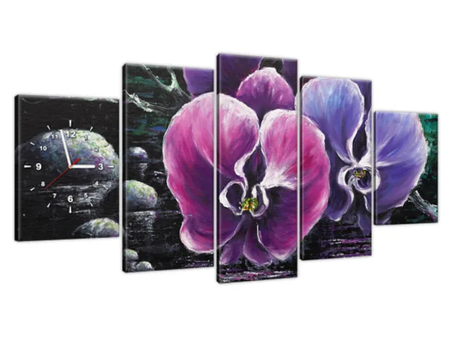 Obraz s hodinami Orchidea nad rybníkom