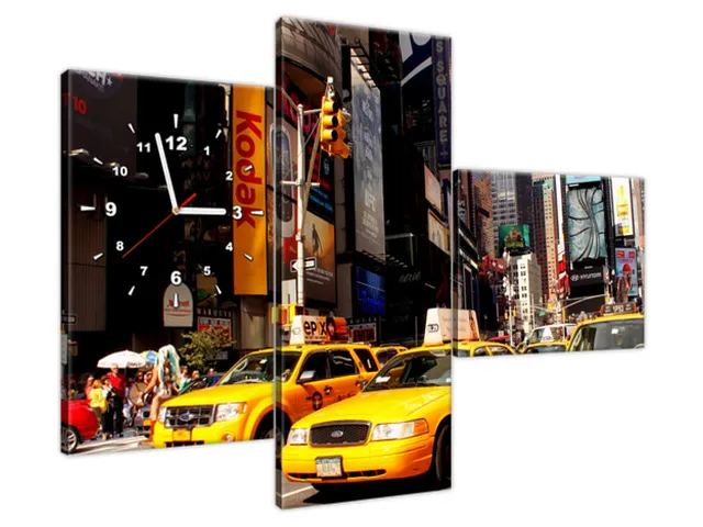 Dizajnové hodiny na plátne New York Taxi - Prayitno