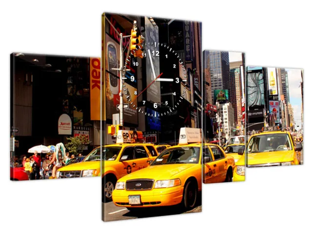 Dizajnové hodiny na plátne New York Taxi - Prayitno