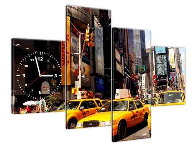 Dizajnové hodiny na plátne New York Taxi - Prayitno