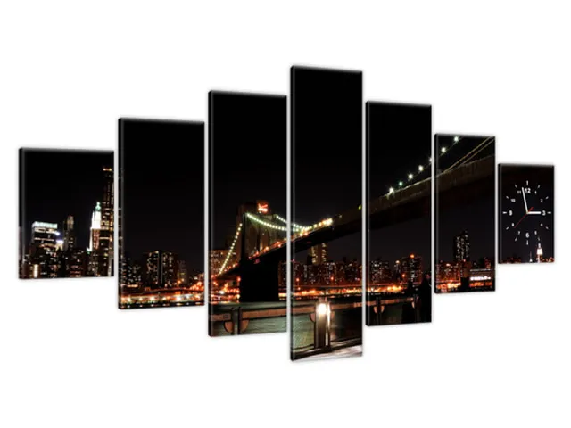 Obraz s hodinami Brooklyn Bridge - Mith17
