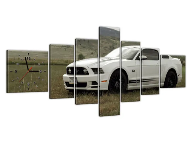 Obraz s hodinami na plátne Mustang GT V8 - Brett Levin