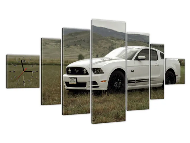 Obraz s hodinami na plátne Mustang GT V8 - Brett Levin