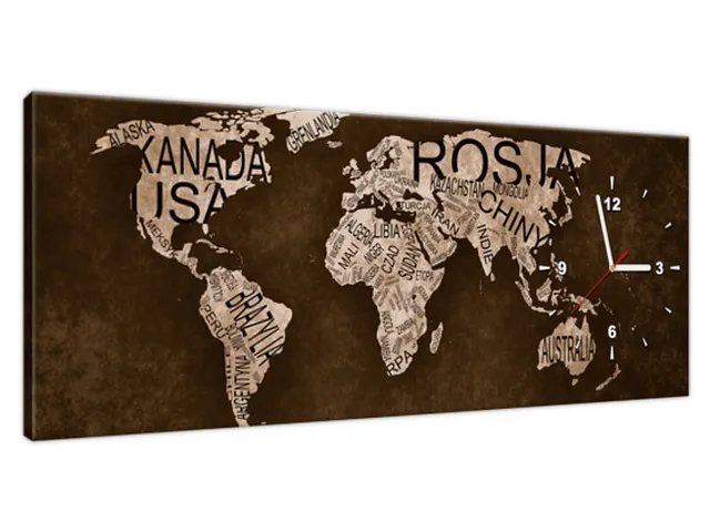Moderné nástenné hodiny Mapa sveta