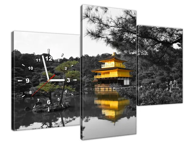 Moderný obraz s hodinami Dom a bonsaj - Mith Huang